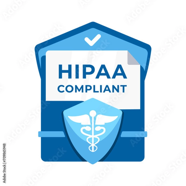 Obraz HIPAA compliant badge, symbolizing adherence to health information privacy and security standards in healthcare