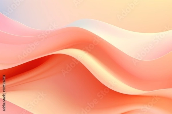 Fototapeta Abstract wavy pattern in peach fuzz and apricot crush colors, monochrome background.
