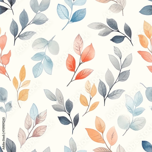 Fototapeta Watercolour floral pattern, soft airy colours, spring time pattern