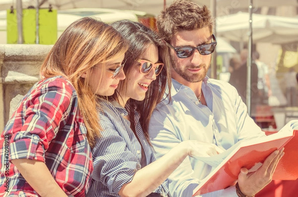 Obraz students study together after school