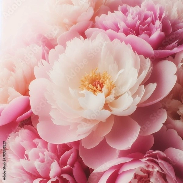 Fototapeta Natural background of close up peony flower pink color.