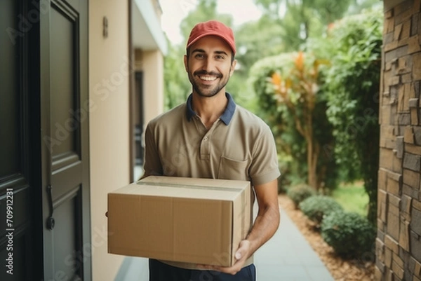 Obraz delivery man with boxes
