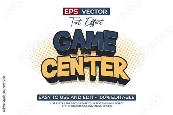 Fototapeta Game Center Text Effect Comic Style.