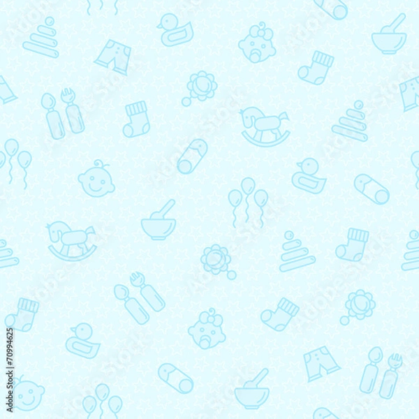 Obraz Seamless blue pattern for baby