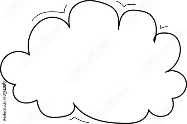 Obraz Hand drawn cloud illustration on transparent background.