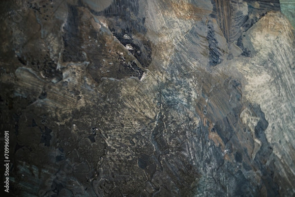 Fototapeta Dark colourful wall concrete texture rough, beautiful patterned blue and gold wall texture background pattern, abstract background concept