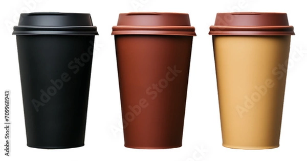 Fototapeta set of cup mockup templates with transparent background, generative ai