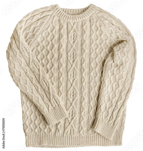 Fototapeta Cable knit sweater Cardigan jumper and Button Front oversized long sleeve Sweater for Boys and Girls. Front closeup view white background.
