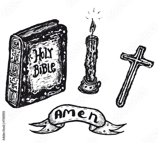 Fototapeta Hand drawn religious set