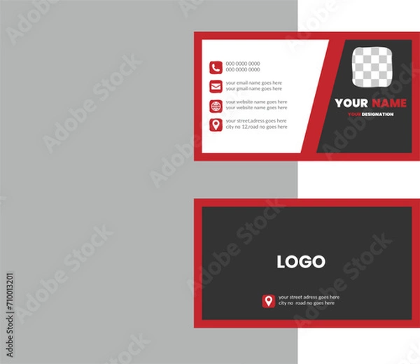 Fototapeta Portrait and landscape orientation. Horizontal and vertical layout Clean professional business card template Double-sided creative business card template Luxury business card design template