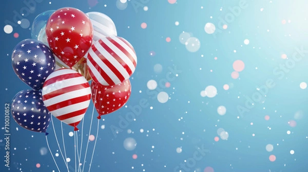 Fototapeta Patriotic pride ascends; balloons adorned with stars and stripes rise, reflecting the celebratory spirit of President's Day in the USA