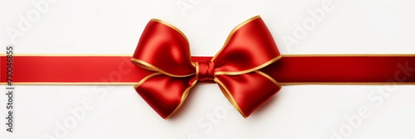 Fototapeta red and gold ribbon on Whitebackground, in the style of packed with hidden details, schoolgirl lifestyle created with Generative Ai