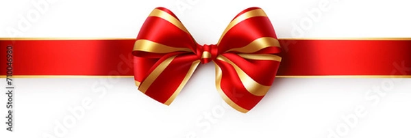 Fototapeta red and gold ribbon on Whitebackground, in the style of packed with hidden details, schoolgirl lifestyle created with Generative Ai