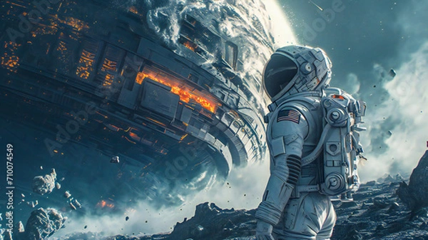 Fototapeta An astronaut on a strange alien planet