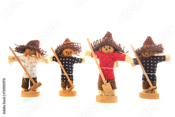 Fototapeta Scarecrows isolated over white