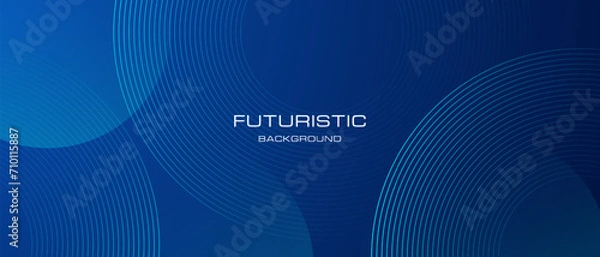 Fototapeta Abstract blue circle lines futuristic background. Modern template design for covers, brochures, web and banner.