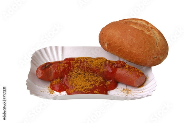 Obraz Currywurst mit Brötchen