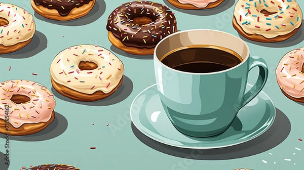 Fototapeta coffee and donuts
