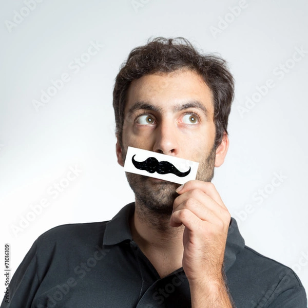 Obraz funny guy with fake moustache