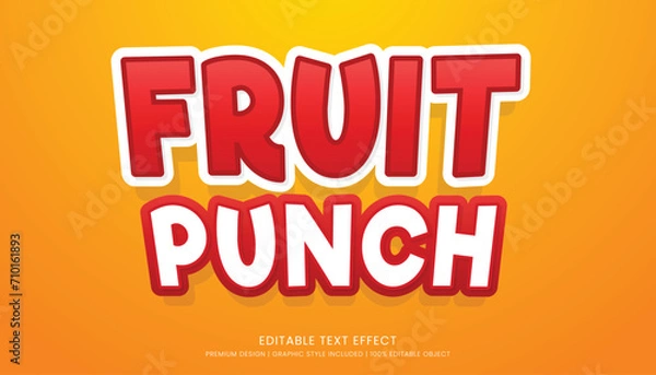 Fototapeta fruit punch editable 3d text effect template bold typography and abstract style drinks logo and brand