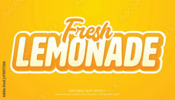 Fototapeta fresh lemonade editable 3d text effect template bold typography and abstract style drinks logo and brand