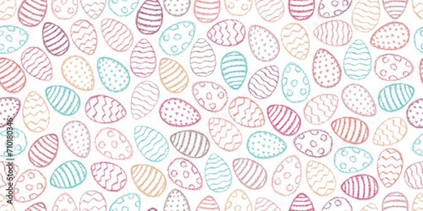 Fototapeta Easter eggs pattern. Color egg background. Easter symbol. Fabric Easter texture. Egg hunt vector illustration. Happy Easter day backdrop. Painted eggs print.