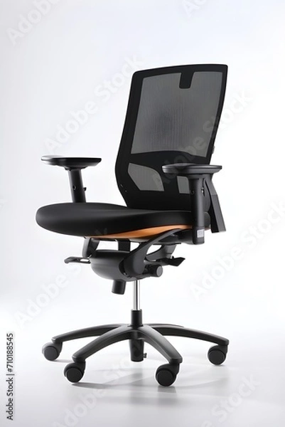 Fototapeta Work chair against white background, background image, generative AI