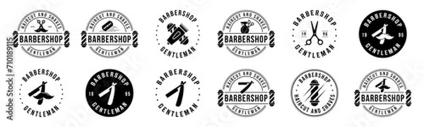 Fototapeta Barbershop logo design vector, editable and resizable EPS 10