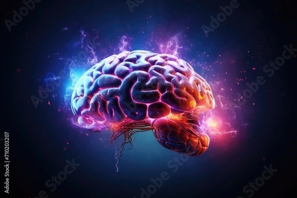 Fototapeta Neurological diagnostic techniques and neuroimmunotherapy. Neuro ophthalmology and neurovascular surgery for neural insights. Colorful abstract thinking Human Mind cognitive brain skills Aid Axon