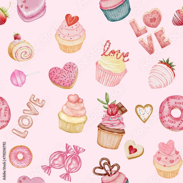 Fototapeta Valentine's Day Sweets and Candy Seamless pattern 