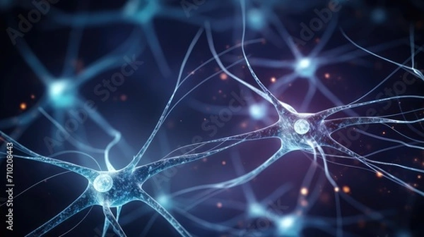 Obraz Neuronal network, neurons, and synapses. Brain sensory cortex functions, Default Mode Network (DMN), brainwave stimuli Electroencephalogram (EEG). Neural activity patterns, fMRI cognitive neuroscience