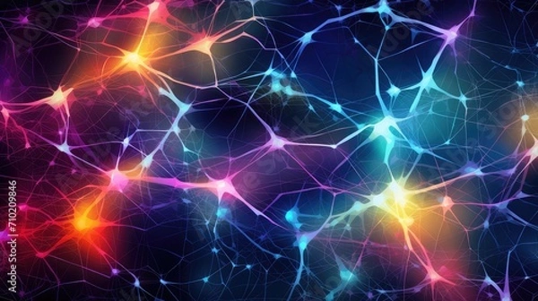 Obraz Neuronal network Brain elements: neurons, synapses, axons, dendrites, and neurotransmitters. Action potentials shaping neural circuits in cerebral cortex, hippocampus, and amygdala. 