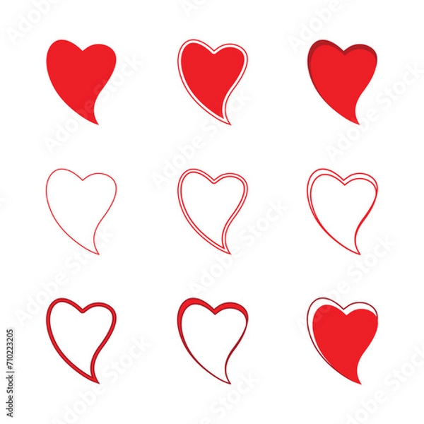Fototapeta Vector red heart set & stylish love design elements
