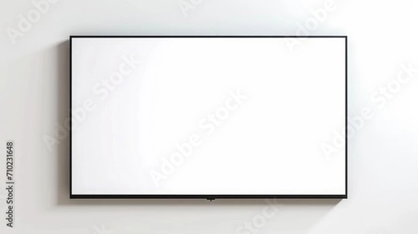 Obraz Modern Blank Flat Screen Television with Blank Screen  Mounted on Wall with White Background. Useful for Mockup
