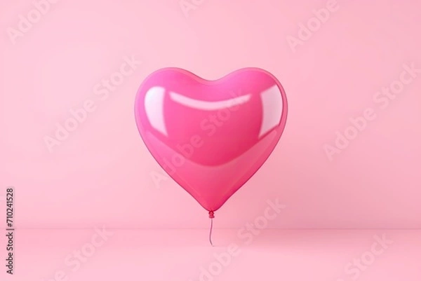 Fototapeta Minimal idea concept Pink balloon heart shape on pink background