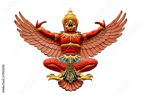 Fototapeta Garuda statue isolated on white, with clipping path