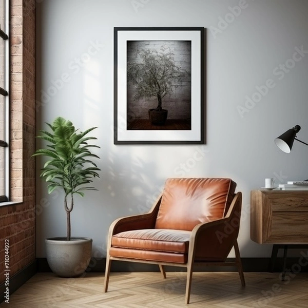 Obraz Home, house, indoor, living room, room, interior, picture frame on the wall, living room, photorealistic