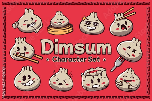 Obraz Dimsum Character Illustration Set
