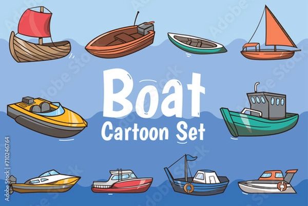 Obraz Boat Cartoon Set