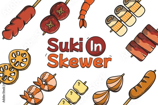 Obraz Suki in Skewer Illustration Set