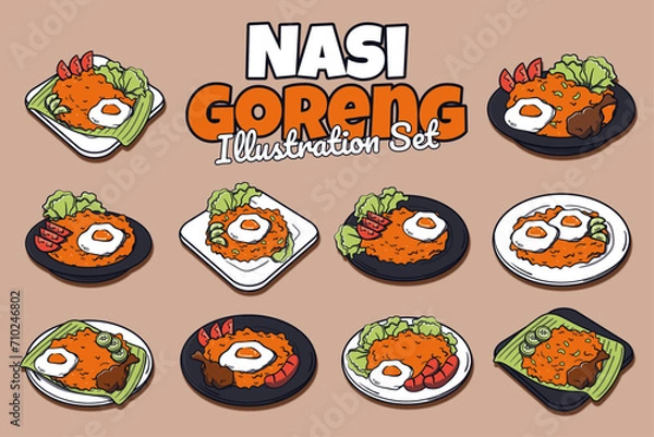 Obraz Nasi Goreng Illustration Set