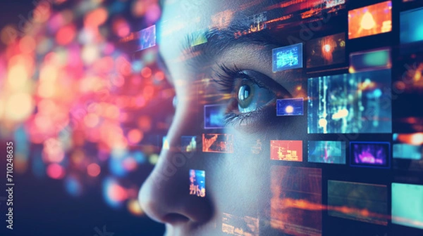 Fototapeta A Young Person Sees an Array of Media