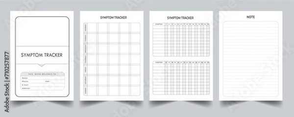 Fototapeta Editable Daily Symptom Tracker Planner Kdp Interior printable template Design.