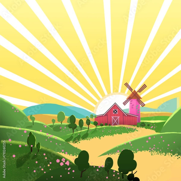 Obraz landscape with farm