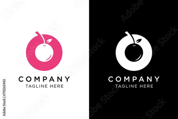 Fototapeta simple cherry fruit icon logo