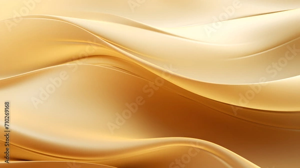 Fototapeta A seamless abstract golden texture background featuring elegant swirling curves in a wave pattern, set against a luxurious gold fabric material background.