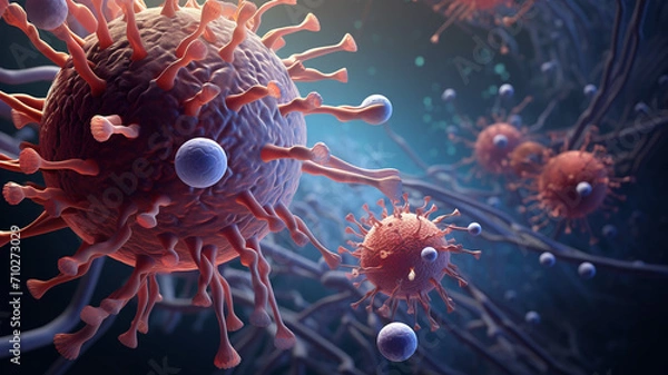 Fototapeta Viral DNA Encounter A dramatic scene where intricate epidemic