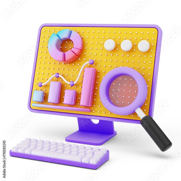 Obraz Business 3D Icon for UI UX social media
