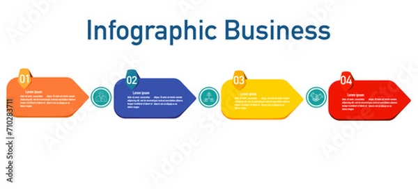 Fototapeta Infographic template for business information presentation. Vector square and icon elements. Modern workflow diagrams. Report plan 4 topics