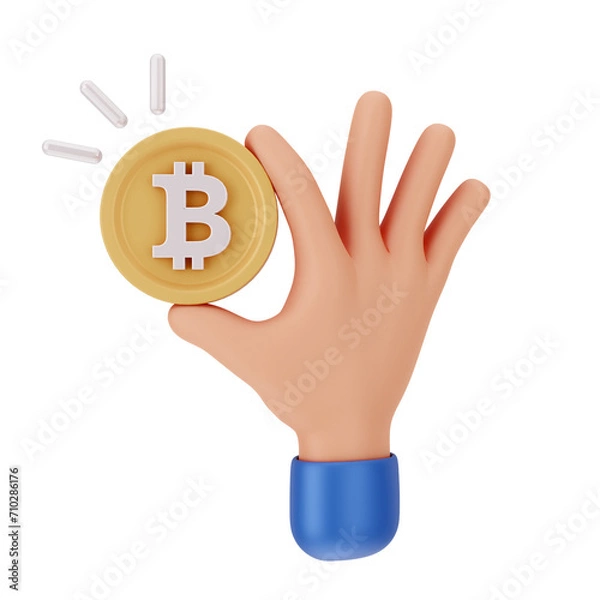 Fototapeta Bitcoin Cryptocurrency 3D Icon and illustration